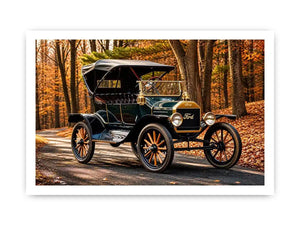 Vintage Ford in autumn forest setting