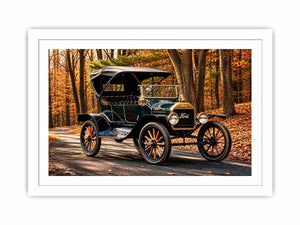 Vintage Ford in autumn forest setting