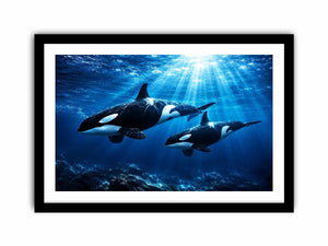 Orcas Swimming Canvas Print