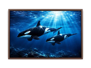 Orcas Swimming Canvas Print