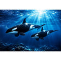 Orcas Swimming Canvas Print