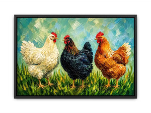 Three Little Hens Canvas Print