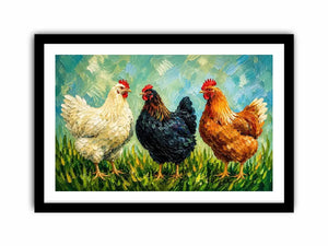Three Little Hens Canvas Print