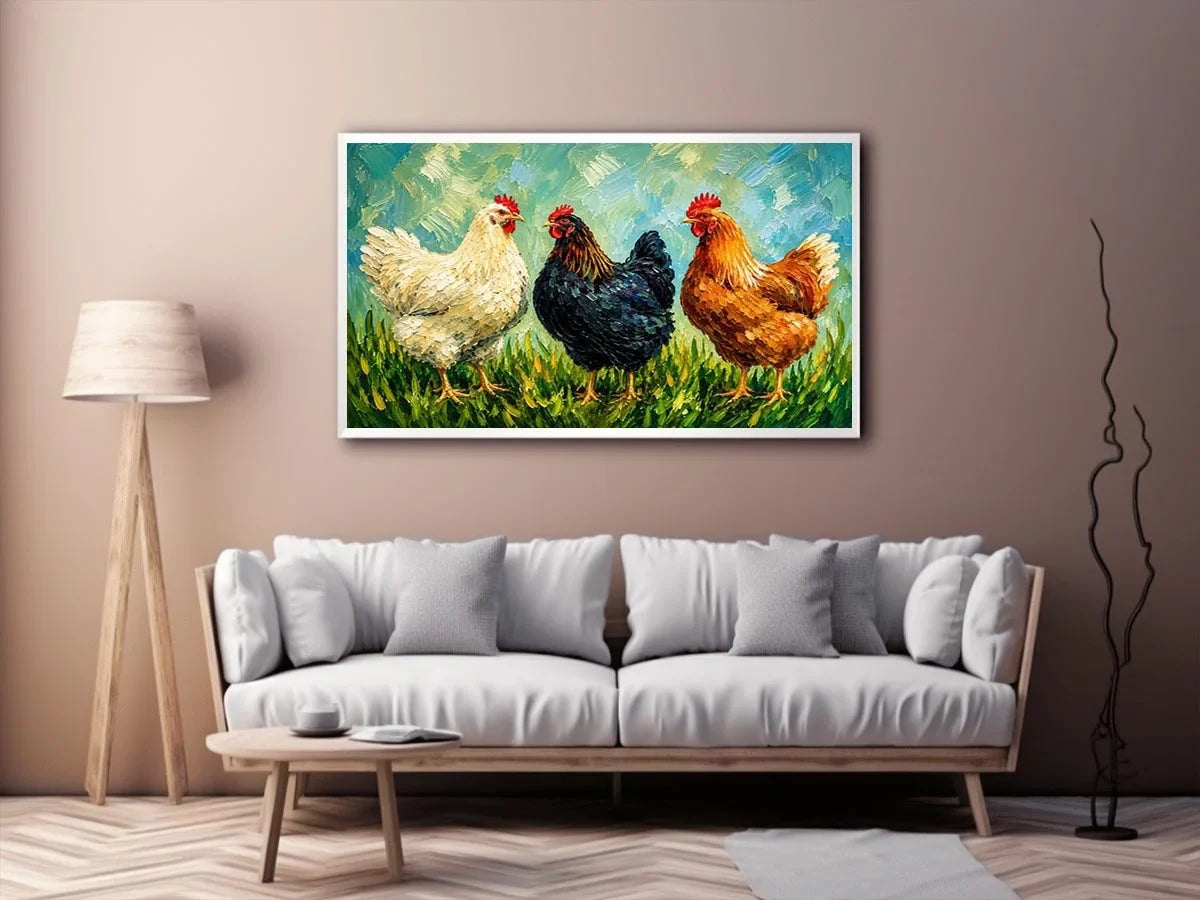 Three Little Hens Canvas Print