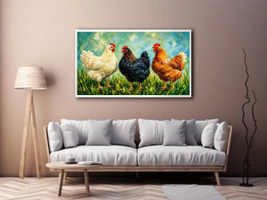 Three Little Hens Canvas Print