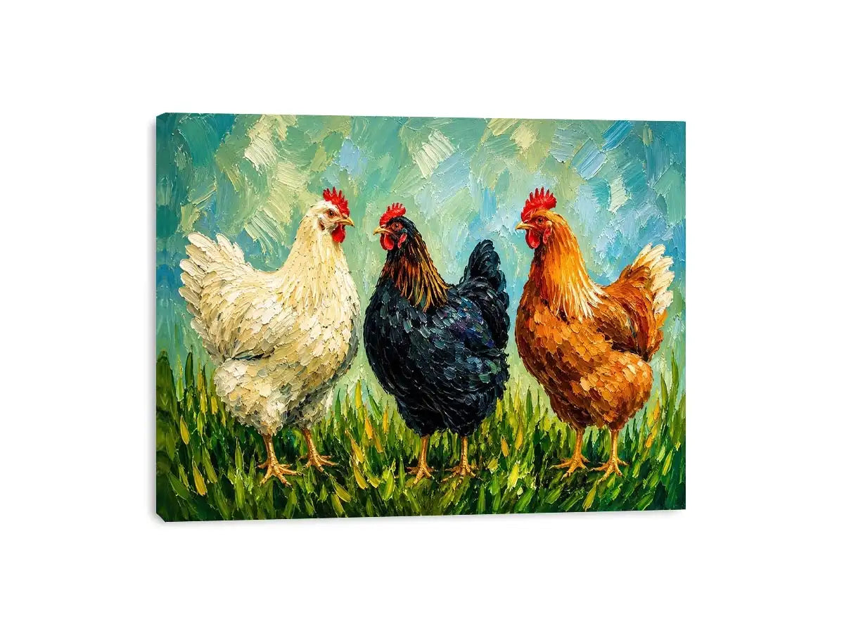 Three Little Hens Canvas Print
