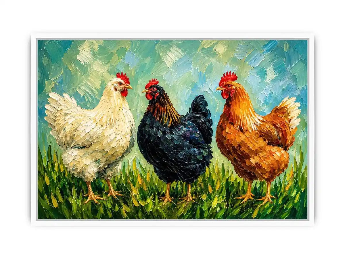 Three Little Hens Canvas Print