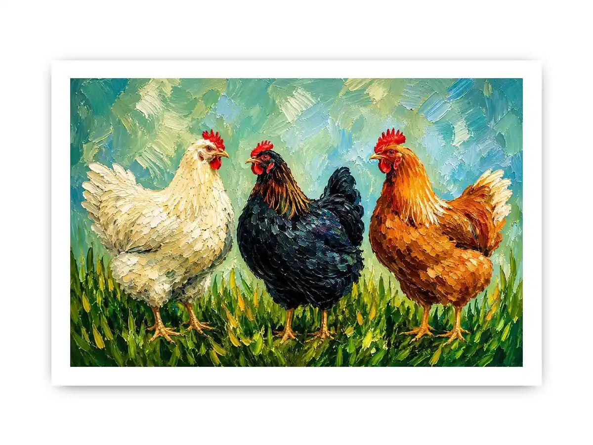 Three Little Hens Canvas Print