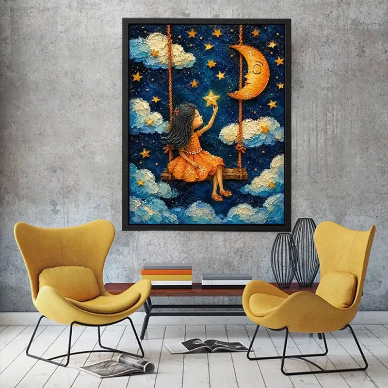 Stars Swing kids nursery Canvas Print