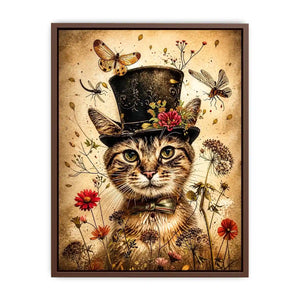Whimsical cat in a floral dream