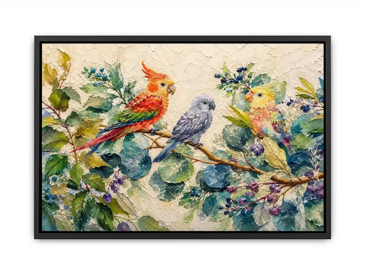 Bird On Eucalyptus Canvas Print