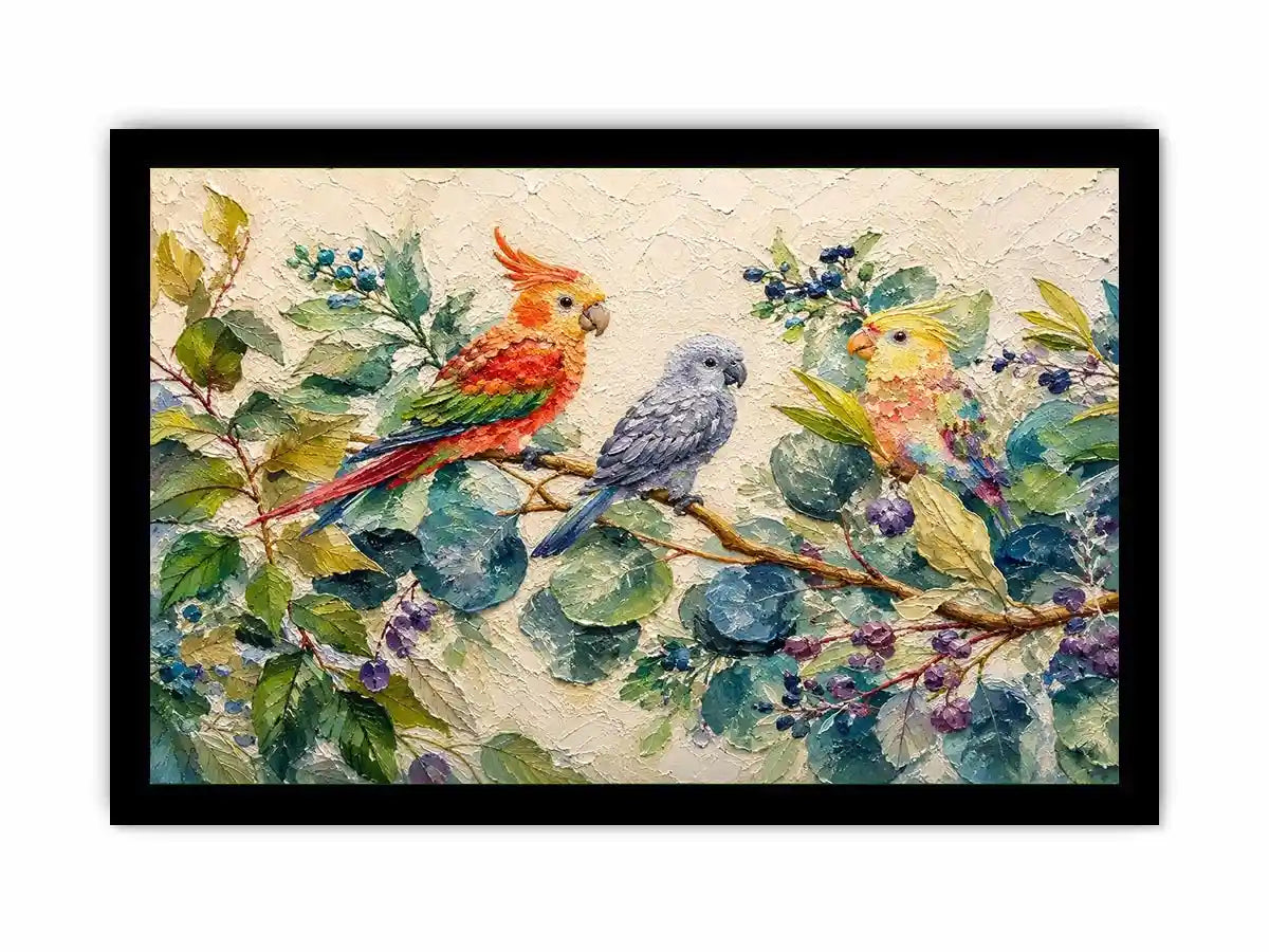 Bird On Eucalyptus Canvas Print