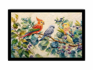 Bird On Eucalyptus Canvas Print