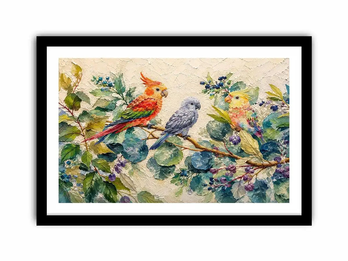 Bird On Eucalyptus Canvas Print