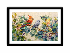 Bird On Eucalyptus Canvas Print