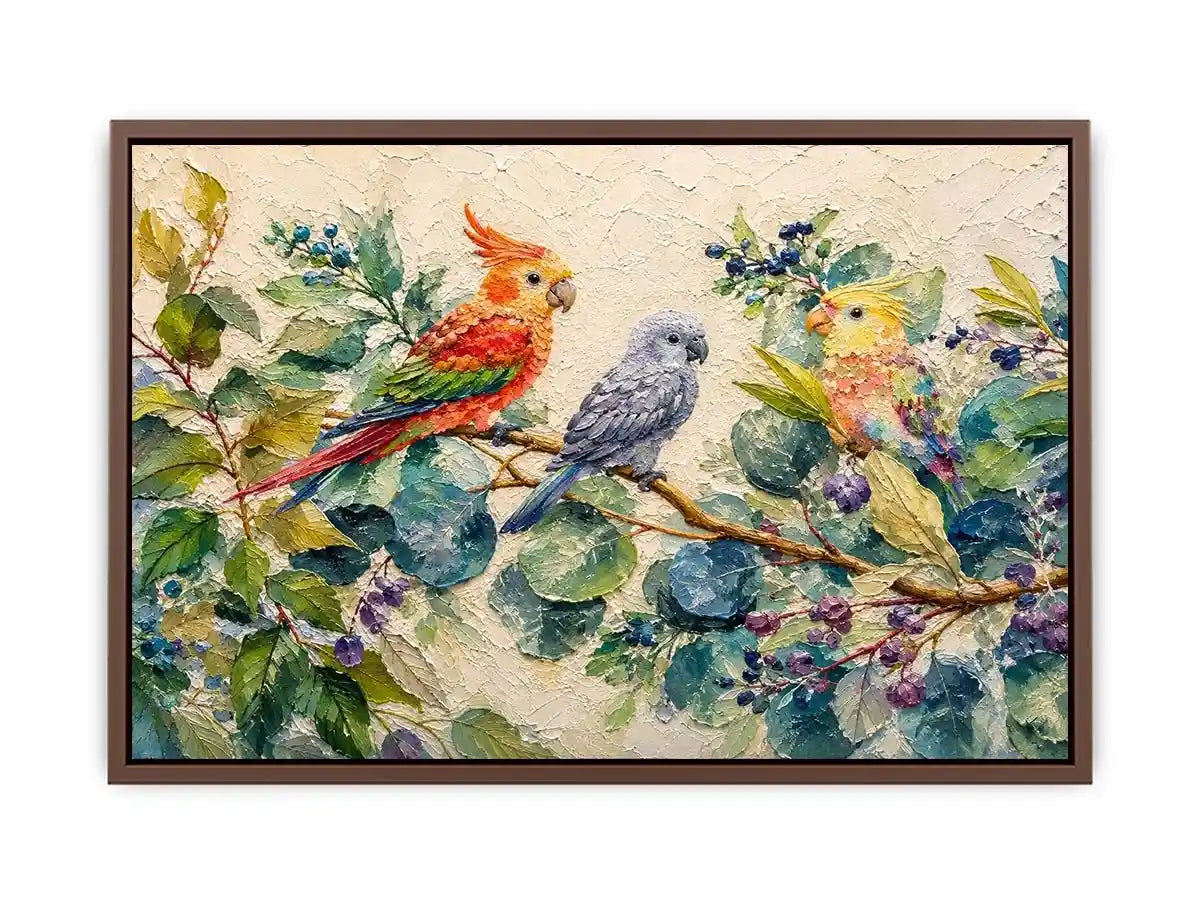 Bird On Eucalyptus Canvas Print