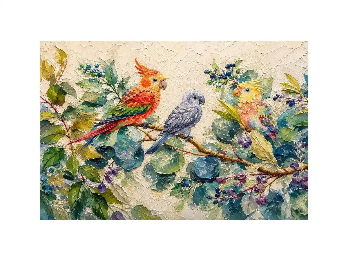 Bird On Eucalyptus Canvas Print