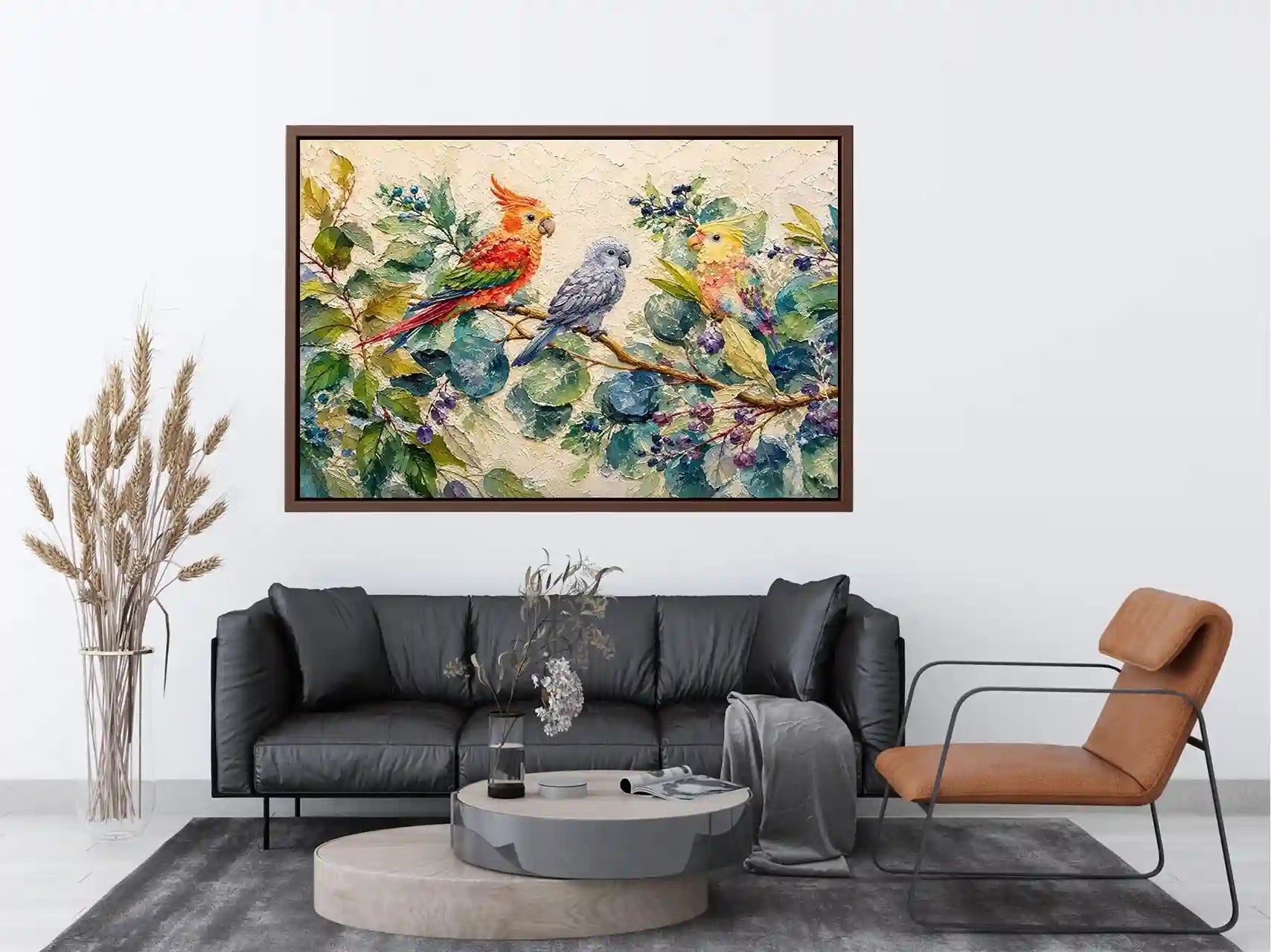 Bird On Eucalyptus Canvas Print