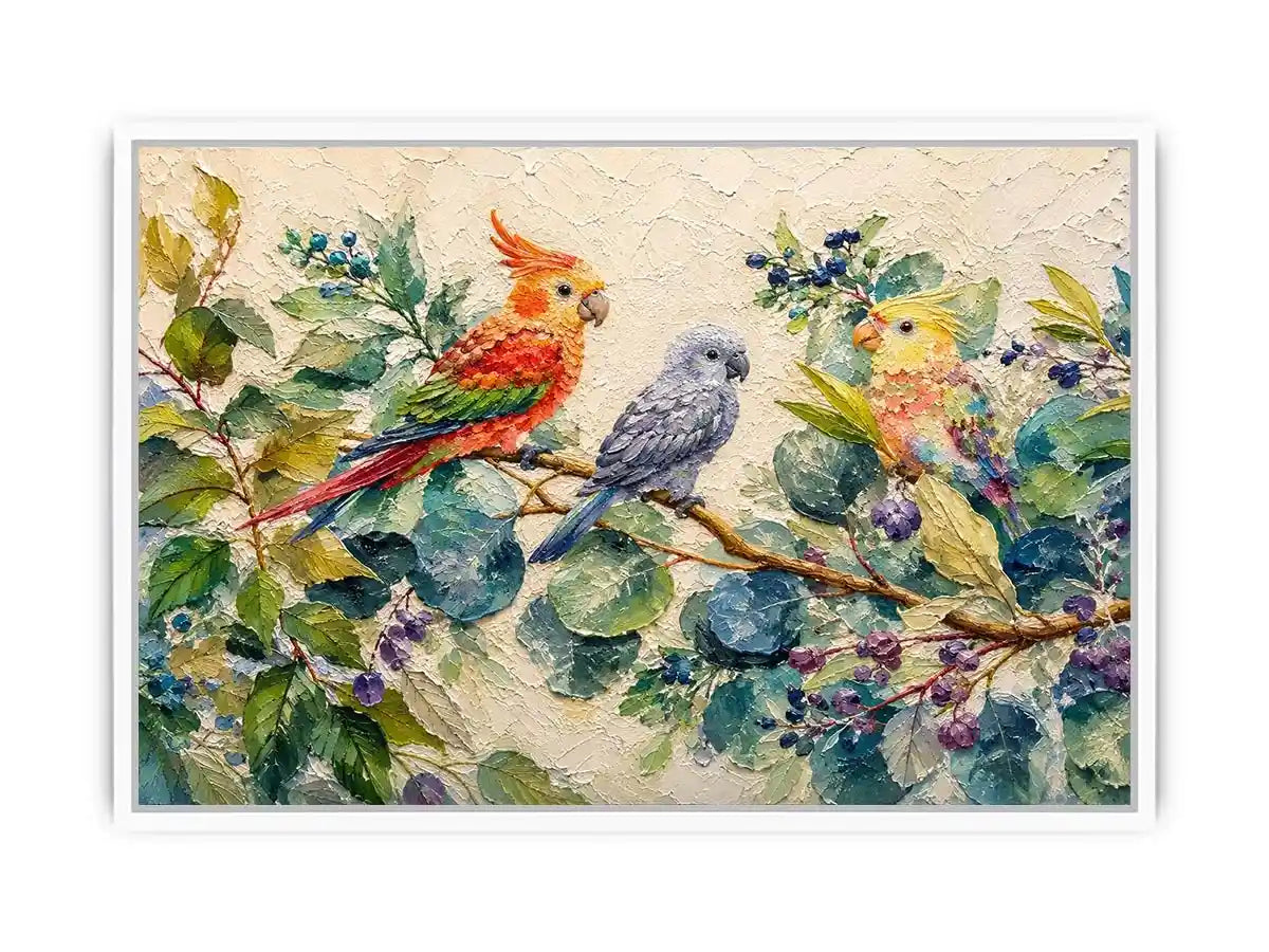 Bird On Eucalyptus Canvas Print