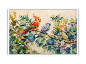 Bird On Eucalyptus Canvas Print