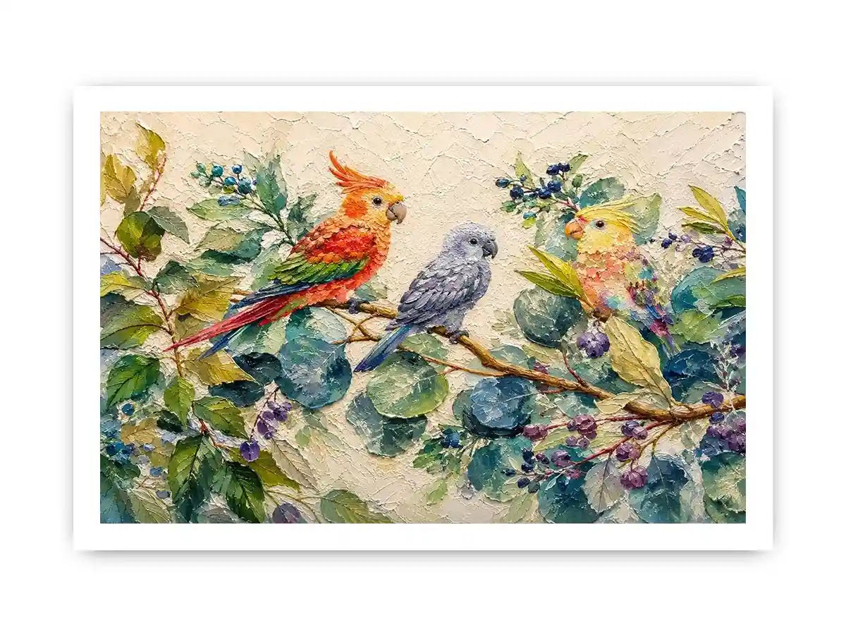 Bird On Eucalyptus Canvas Print