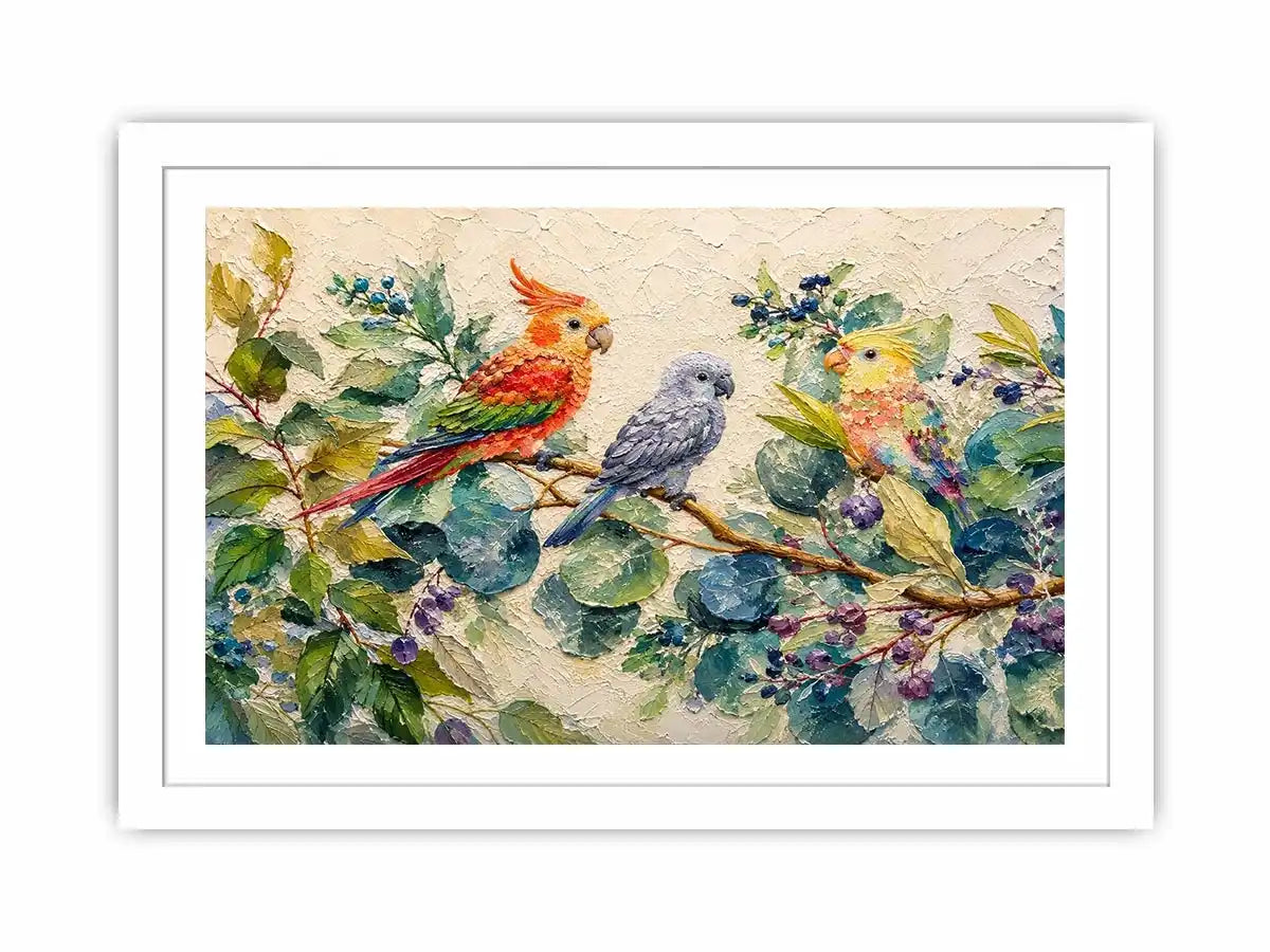 Bird On Eucalyptus Canvas Print
