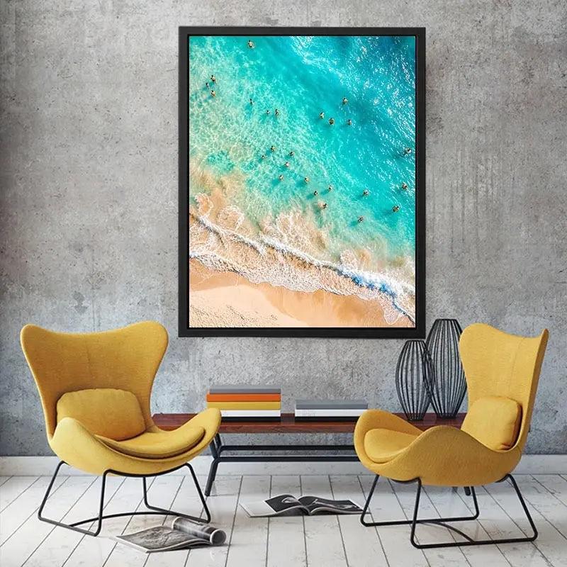 Swimming on Beach Canvas Print