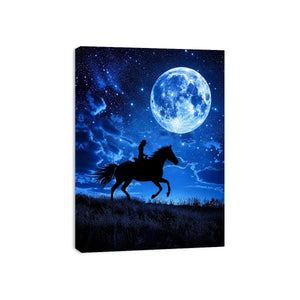 Riding Horse Moon Canvas Print