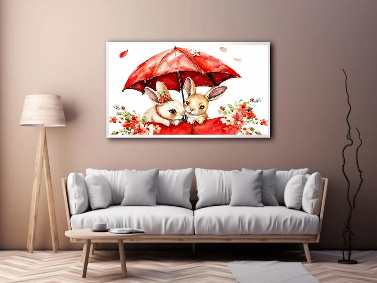 Watercolor Bunnies Canvas Print