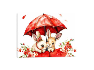 Watercolor Bunnies Canvas Print