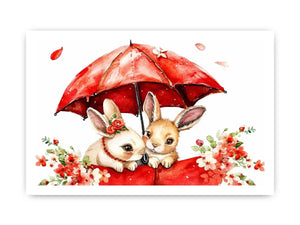 Watercolor Bunnies Canvas Print