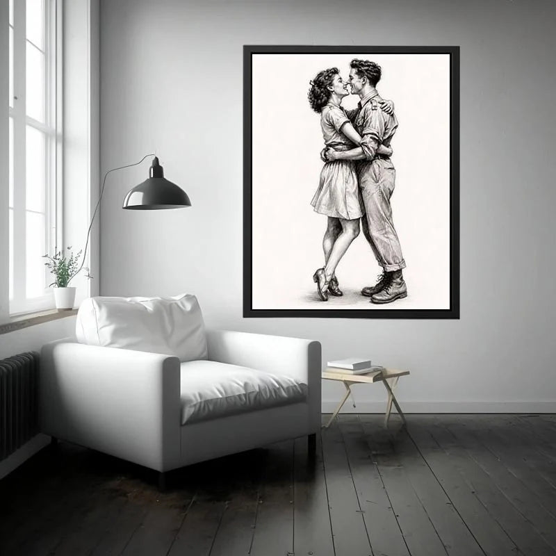 Couple Kiss Canvas Print