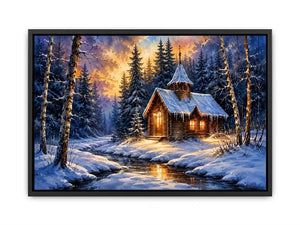 Snow winter home Canvas Print
