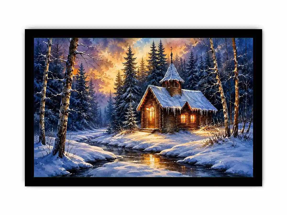 Snow winter home Canvas Print