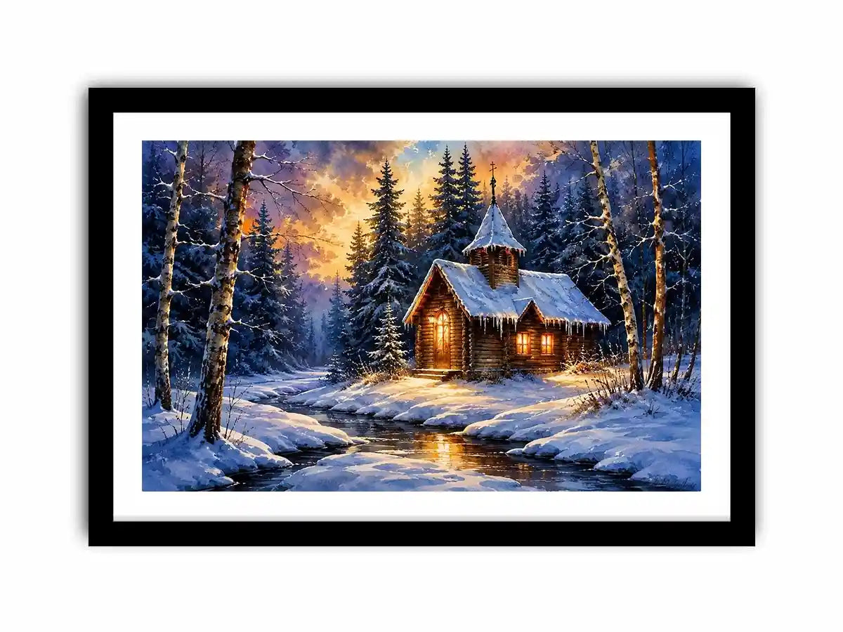 Snow winter home Canvas Print