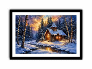 Snow winter home Canvas Print