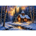 Snow winter home Canvas Print
