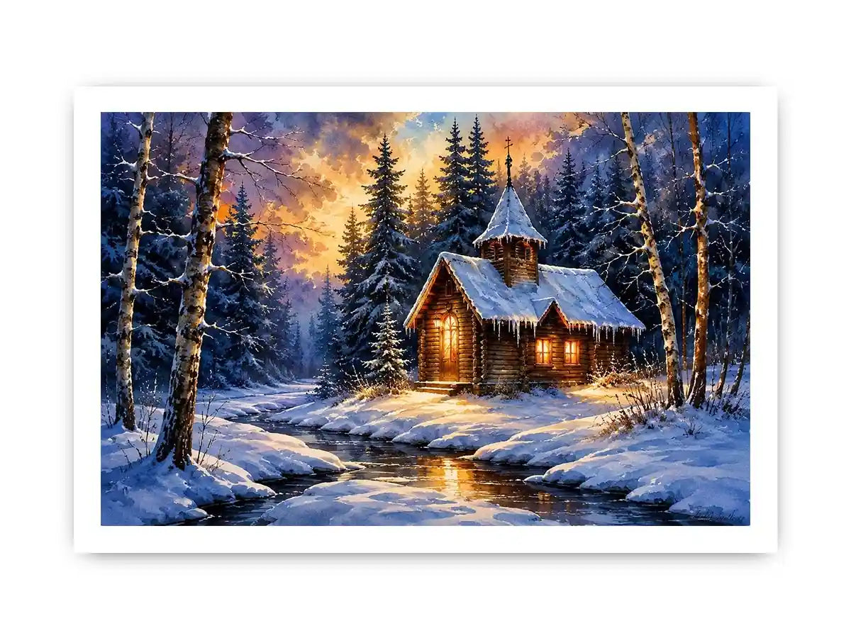 Snow winter home Canvas Print