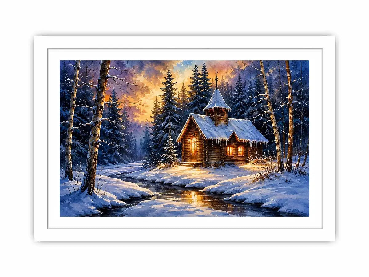 Snow winter home Canvas Print