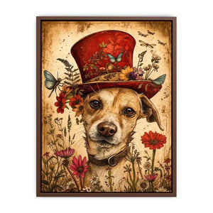 Vintage botanical portrait of a dog