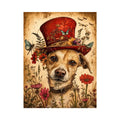Vintage botanical portrait of a dog