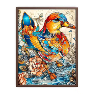 Ornate mandarin duck in vibrant florals