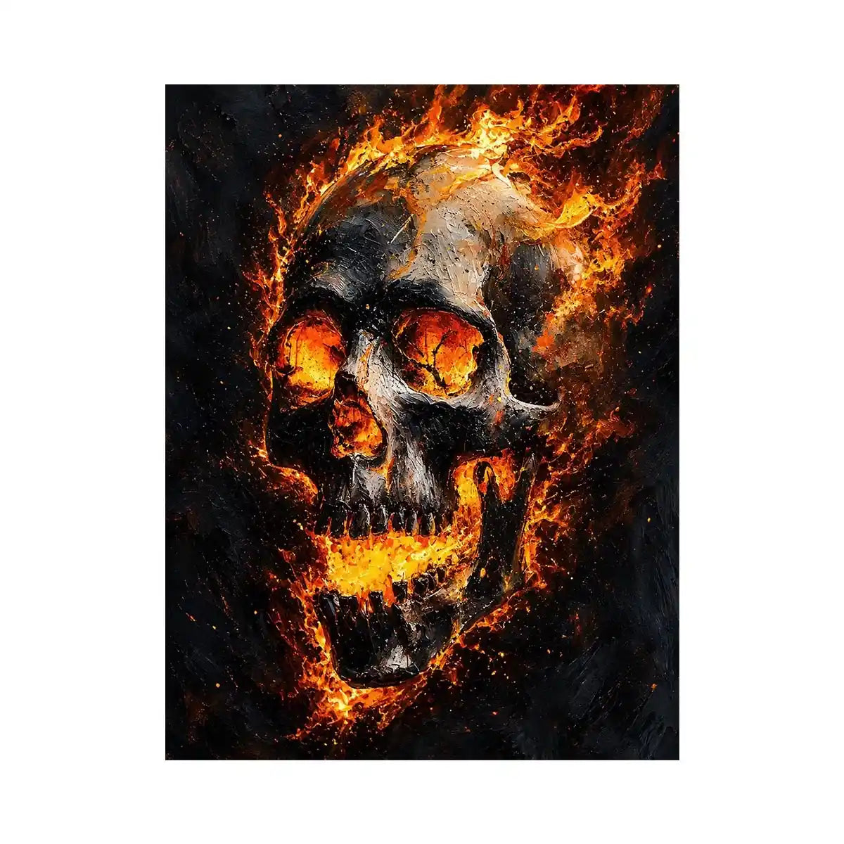 Skull on Fire Canvas Print