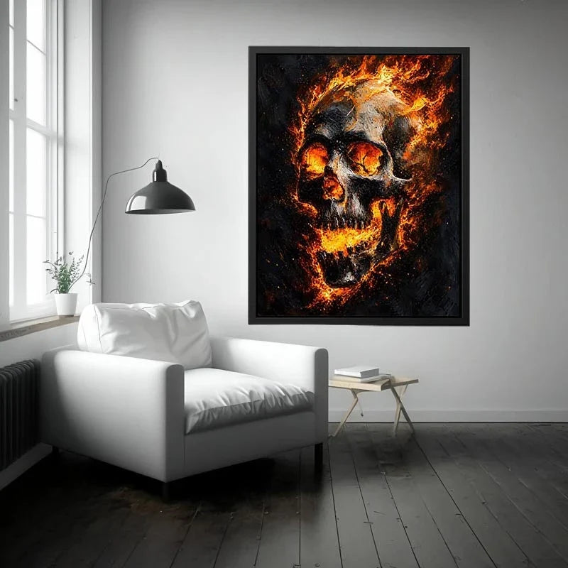 Skull on Fire Canvas Print