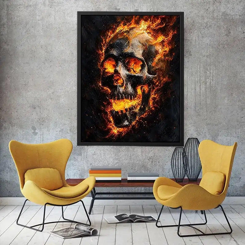 Skull on Fire Canvas Print