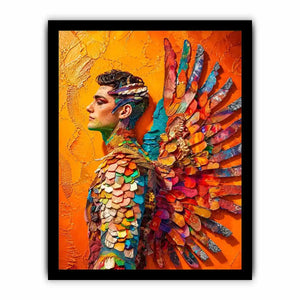 Colorful fantasy armor and wings portrait
