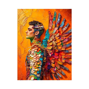 Colorful fantasy armor and wings portrait