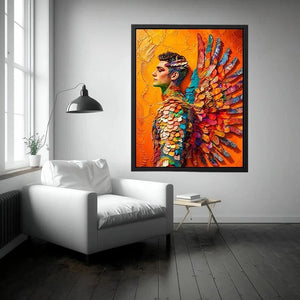 Colorful fantasy armor and wings portrait