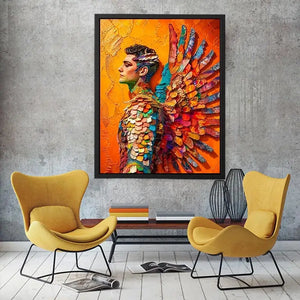 Colorful fantasy armor and wings portrait