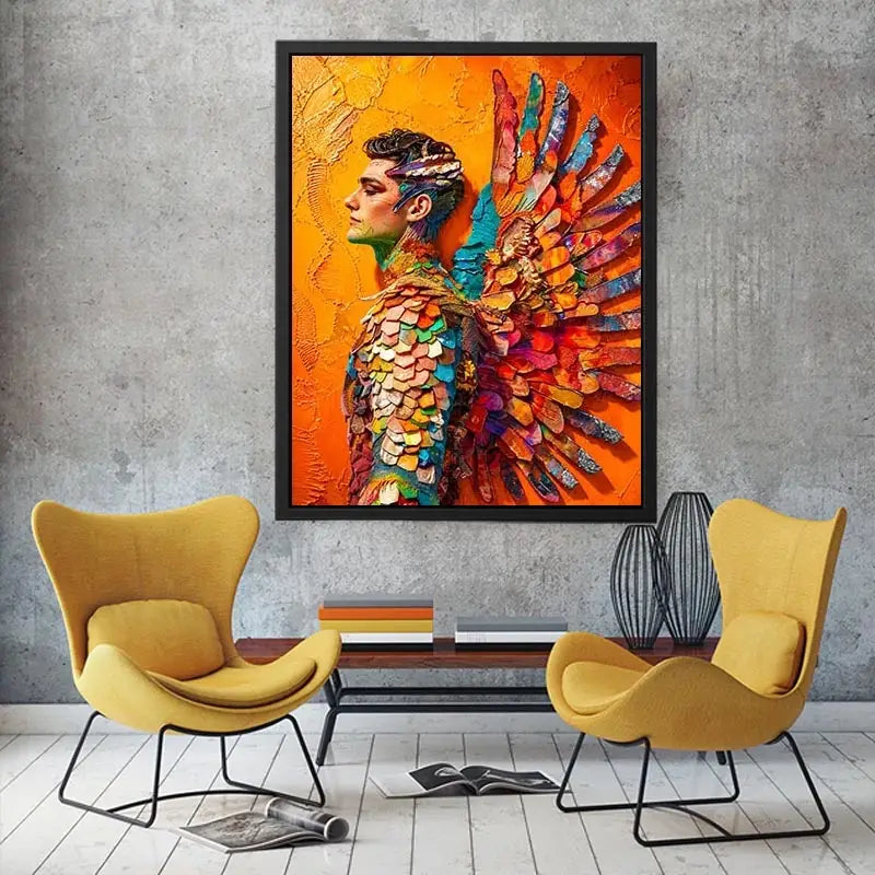 Colorful fantasy armor and wings portrait